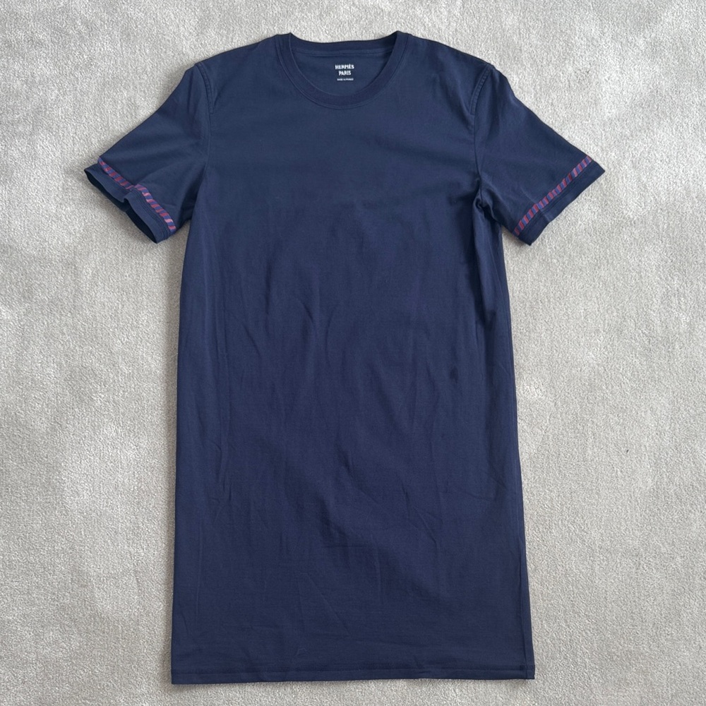 HERMES authentic Navy Short-Sleeve T-Shirt Dress, size 36